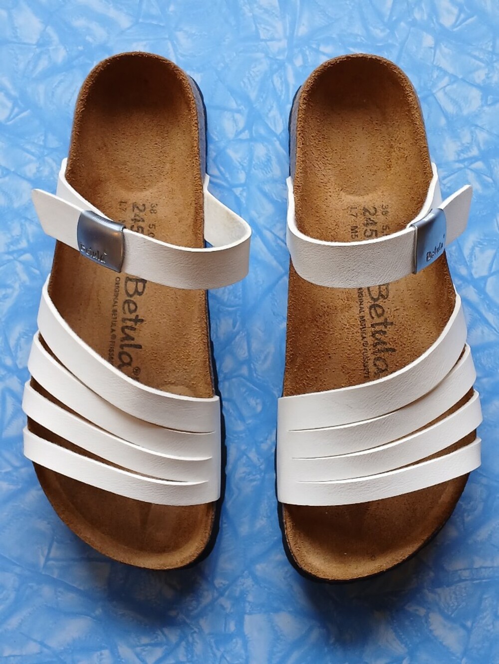 Betula Birkenstock White Sandals 38EU Size 7 Ladies Narrow Fit